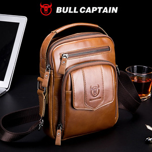 Bolso Bandolera Pequeño de Cuero Genuino Retro para Hombre, Marca BULL CAPTAIN, de Alta Calidad y Duradero, Estilo Vintage - Product Image 1