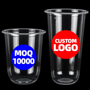 Ly nhựa dùng một lần hình chữ U có logo tùy chỉnh, ly nhựa trong suốt mềm, ly trà sữa nhựa có nắp, ly Boba - Product Image 1