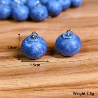 Liontin Buah Blueberry 3D Simulasi Resin 1.5cm, Aksesoris DIY Makanan Lucu untuk Anting, Kalung, Gantungan Kunci, Akrilik & Lucite