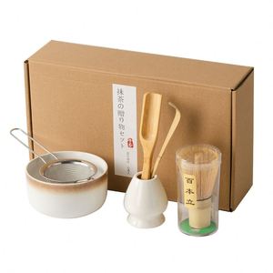 Ceramic Japanese Style 4-Piece Matcha Set With 100-Prong Whisk Scoop Bowl & Gift <b>Box</b> for <b>Tea</b> Ceremony (Stocked) - Product Image 4