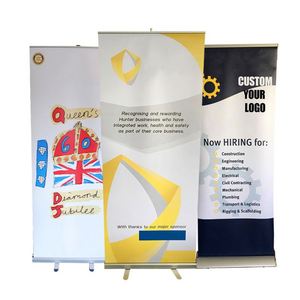 Custom Print Portable Aluminium <b>Roll</b>-up Banner Stand Retractable Pull-Up Advertising Display for Background Promotional Outdoor - Product Image 1