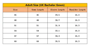 Personnalisé Mat Deluxe UK Bachelor Graduation Gown avec manches en forme d'aile de chauve-souris