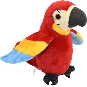 B893 Perroquet Parlant Rouge Répète Ce Que Vous Dites Jouet <span class=keywords><strong>en</strong></span> Peluche Animal Électronique Oiseau Cadeau d'Anniversaire Enfants Perroquet Parlant Personnalisé - Product Image 1