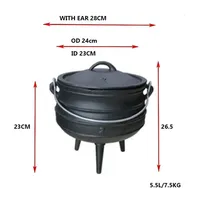Batterie de cuisine de camping de qualité supérieure à 3 pattes chaudron pré-assaisonné en fonte robuste 10 pintes pot de pot africain avec couvercle
