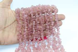 Quartz naturel fraise gouttes à facettes perles rose pierres précieuses Briolette gros perles Quartz pierres précieuses en vrac de l'Inde - Product Image 3