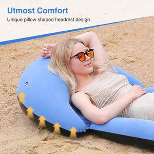 Chaise longue gonflable légère en PVC, portable, pour intérieur, extérieur, plage, piscine, camping - Product Image 3