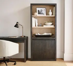 Estante Folsom Folsom de dois tons com portas, armário ajustável para armazenamento de móveis KD, estante de chão para livros