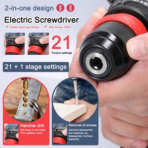 Perceuse électrique sans fil haute puissance 16,8 V, à percussion, rechargeable, avec mandrin à cliquet sans clé et vitesse variable pour le vissage domestique - Product Image 3