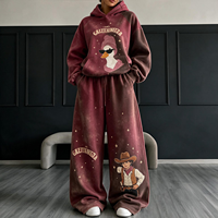 Ensemble 2 pièces pour femme, style euro-américain, sweat à capuche imprimé et pantalon de survêtement large, multicolore, coupe ample, décontracté, grande taille, survêtement de rue