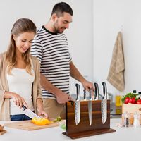 Bloc à couteaux magnétique en bois, produits à succès, bloc à couteaux magnétique en bois largement utilisé pour la cuisine, porte-couteaux magnétique en bois