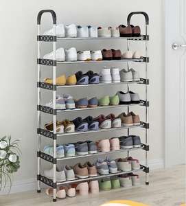 बड़ी क्षमता 6/7/8-परत धातु सरल जूता रैक स्टैंड स्थान बचाने वाले जंग-प्रूफ जूता आयोजक रैक, प्रवेश द्वार के लिए - Product Image 1
