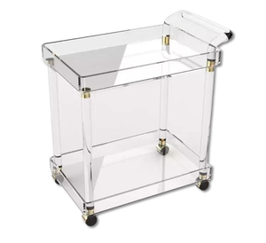 Luxe moderne acryl roestvrijstalen 4-wiel duurzame milieuvriendelijke hotel serveerwagen transparante dranken thuisbar buiten - Product Image 2