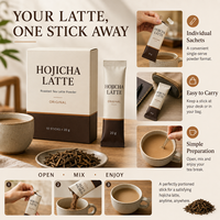 Sachets de poudre de latte Hojicha OEM sous marque privée, mélange de boisson au thé latte torréfié original, 20g, 10 sachets par boîte