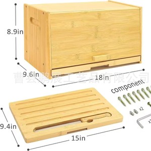 Caja de Almacenamiento Cuadrada de Madera con Tapa Abatible, Porta Pan con Tabla de Cortar, Organizador de Tostadas de Madera Maciza - Product Image 3