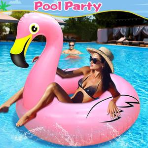 ห่วงยางเป่าลม PVC หนาพิเศษ รูปนกฟลามิงโก/หงส์ พร้อมไฟ LED พลังงานแสงอาทิตย์ สำหรับผู้ใหญ่ ใช้ลอยน้ำในสระว่ายน้ำ - Product Image 5