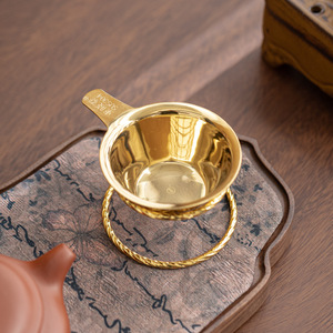 Stainless Steel <b>Tea</b> Filter Holder Gold And Silver Reusable Kung Fu <b>Tea</b> <b>Set</b> Accessory Polished Simple Style - Product Image 2