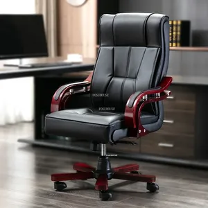Fauteuils de bureau en cuir français, chaise d'ordinateur pour bureau et chambre, mobilier de bureau européen, chaise de gaming pivotante, fauteuil simple avec dossier et accoudoirs - Product Image 1