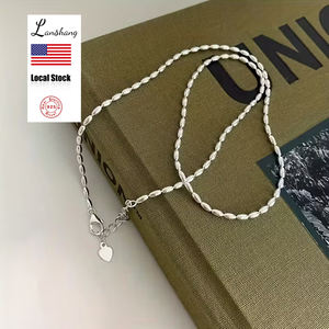 قلادة من الفضة الإسترليني للنساء Lanshang S925 سلاسل دقيقة من الزيتون قلادات بتصميم مطرز بالخرز - Product Image 1