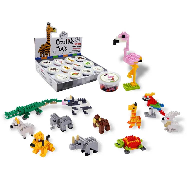 Mini briques en plastique de haute qualité, jouets éducatifs, blocs de construction à assembler soi-même, modèle d'animaux 3D, blocs nano, pièces