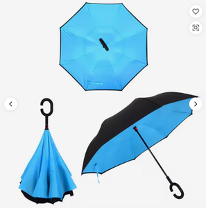 Reversible <b>Umbrella</b> - customizable - manually Opens and Closes - C-shaped handle - rain and Sun protection - for Adult travel - Product Image 1
