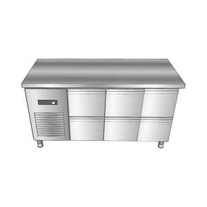 Refroidisseur de <span class=keywords><strong>plan</strong></span> de travail de 71 "de style américain Congélateur <span class=keywords><strong>sous</strong></span> le comptoir commercial Réfrigérateurs à base de chef réfrigérée à 6 tiroirs avec ETL - Product Image 4