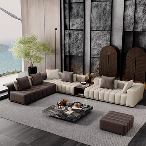 Italian Design Modern Minimalist Genuine Leather <strong>Sofa</strong> <strong>7</strong> <strong>Seat</strong> Corner <strong>Sofa</strong> Luxury Combination <strong>Sofa</strong> Set Furniture Living Room - Product Image 3