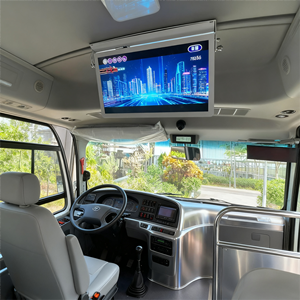 QZ-1701 OSK Moniteur LCD de bus de toit de 17 pouces Écran de bus de plafond pliant avec port d'entrée <span class=keywords><strong>HDMI</strong></span>/AV 12V 24V - Product Image 2