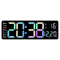 Reloj de Pared Digital Huayang Color Macaron 5529, Día de la Semana, Fin de Semana, Alarma Doble, Temporizador, Función de Memoria, para Decoración de Sala de Estar