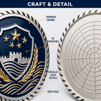 Médaille Souvenir Personnalisée Double Face en Métal Émaillé avec Motif Château Étoile Dorée, Style Antique et Moderne, Moulée sous Pression, Vente en Gros