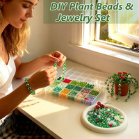 Kit de perles vertes Forever Plant pour la création de plantes, perles pour feuilles et fleurs, pour plantes perlées avec pot, perles vertes pour la fabrication de bijoux