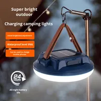Lanterne de camping solaire étanche pour l'extérieur - Lampe de tente LED portable d'urgence - Applique murale rechargeable pour la randonnée - Cuir - Vert