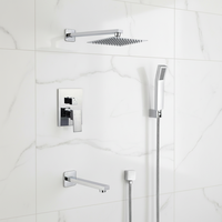 Ensemble de robinet de douche à effet pluie mural Chrome cascade Robinet de douche de salle de bain Ensemble de douche dissimulé