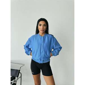 Chaqueta Bomber Azul para Mujer en Tela Cyrus - Product Image 4