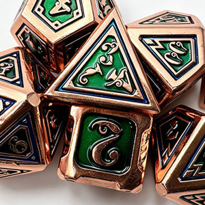 Dés en alliage artisanal à bords arrondis avec remplissage en émail, design de chiffres en police vintage, pour jeu de dés de collection DND - Product Image 6