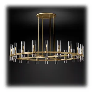 Vente en gros d'éclairage moderne de luxe design en cristal anneau en verre salle à manger hôtel Salon Led Plafonniers pendentifs