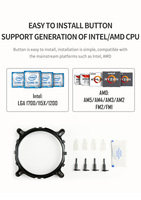 Ventilateur de refroidissement CPU à roulement fluide 4 broches à prix de gros d'usine pour boîtier d'ordinateur, LED RVB, faible bruit, PC de jeu Intel pour