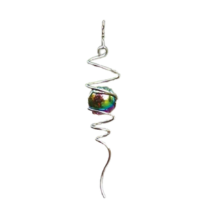 Stainless Steel Gazing <b>Ball</b> Wind Spinner with Spiral Tail Decorative Hanging Swivel Hook for Garden Ornamentation - Product Image 3