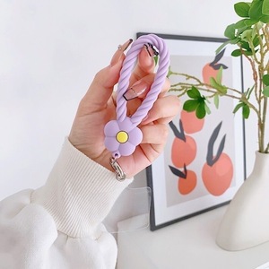 Silicone Phone Lanyard Pink Flower Pendant Metal Buckle Women's Style - Product Image 2