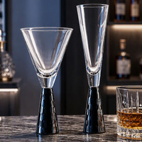 Ensemble de verres à pied noir martelé moderne en cristal transparent pour Martini et Champagne, idéal pour bar, fête, mariage, décoration intérieure