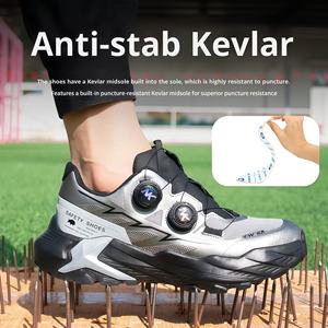 أحذية حماية العمال الجديدة وفقًا للمعايير الأوروبية للرجال، بمقدمة فولاذية مضادة للصدمات والثقب، الجزء العلوي من مادة TPU، تصميم منخفض بزر - Product Image 2