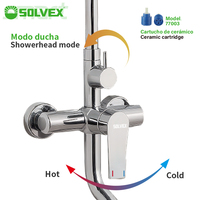 SOLVEX Mixer Shower Stainless Steel, semprotan pijat Jet braket irigasi lengan dapat disesuaikan pegangan ganda