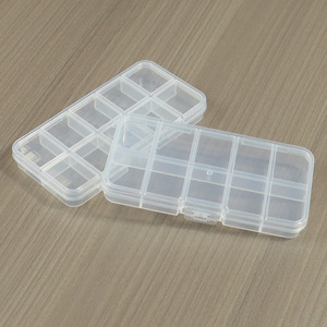 Transparent Plastic Storage Box 12.8x6.5x1.5cm 10 Compartments For Jewelry Nail <b>Clips</b> Screws Fish <b>Hooks</b> With Cover - Product Image 4
