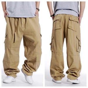 Pantalons longs pour hommes Pantalons multi-sacs Salopette décontractée en coton <span class=keywords><strong>Grande</strong></span> <span class=keywords><strong>taille</strong></span> Jambe large <span class=keywords><strong>Taille</strong></span> élastique Pantalons longs amples - Product Image 5
