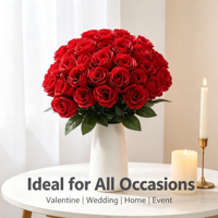 Tige de rose artificielle en tissu de soie rouge pour arrangement de vase, décoration de maison, salon, table à manger, scène de mariage et fête