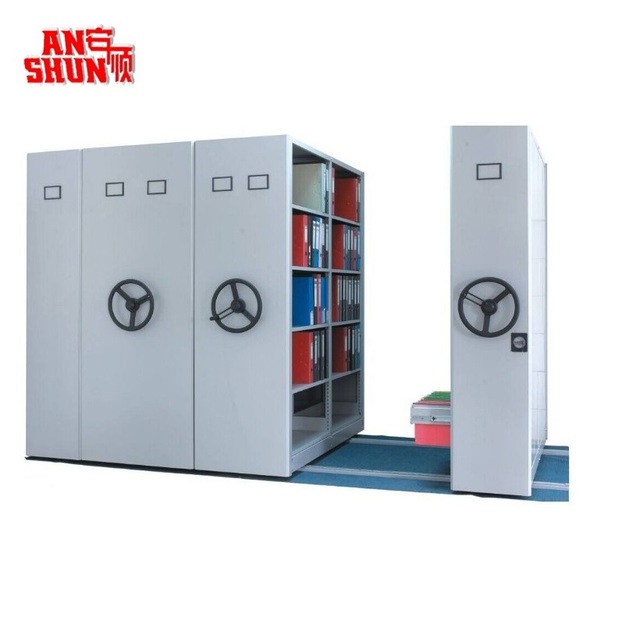 Modern Compact Metal Mobile File Rack Adjustable Movable Shelving Office Library Steel Furniture School Use