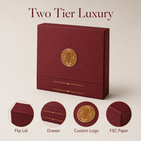 Boîte cadeau de luxe écologique à double couche avec couvercle magnétique et tiroir, plaque logo personnalisée, pour tonique de nid d'oiseau, OEM ODM