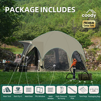 Tente gonflable géodésique Coody Dome Air - Vert armée, grande, luxueuse, imperméable, en coton durable, pour le voyage, le camping, la famille, l'extérieur
