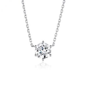 Collana con Pendente in Moissanite Taglio Rotondo Semplice a Sei Griffe Colore D VVS 6.5MM, in Argento Sterling 925, Gioiello Regalo Donna - Product Image 1