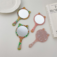 12cm nouvelle mode Offre Spéciale coréen acétate miroir Ins mignon chat forme personnalisé Mini miroir de poche avec la main