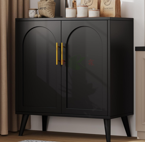 Credenza Nera da 15,7 Pollici con Armadietto, Ripiano Regolabile e Gambe in Legno, Buffet Moderno per Cucina e Soggiorno - Product Image 3